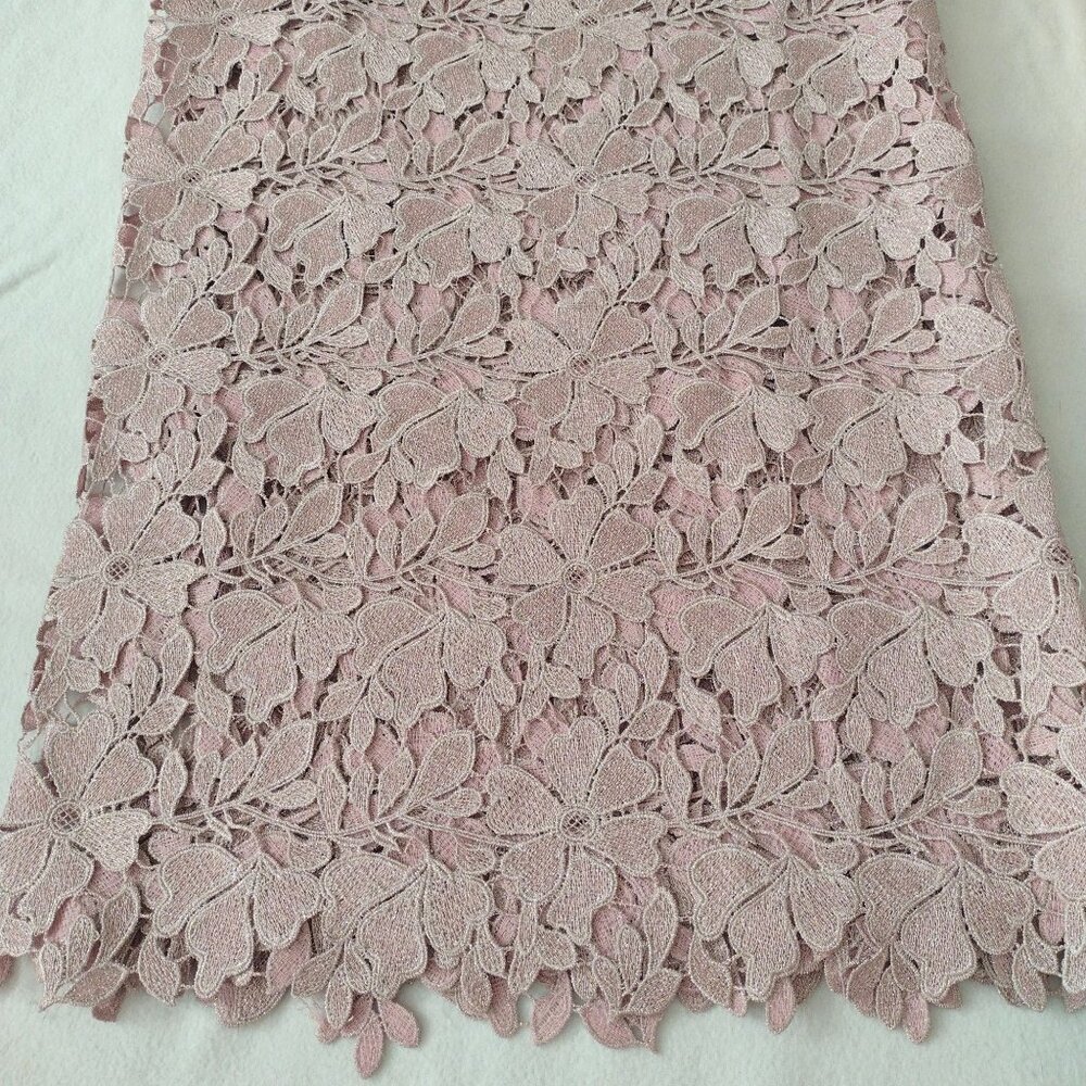 Guipure Lace Mauve Pink w Silver Floral 2 yds 52" wide
